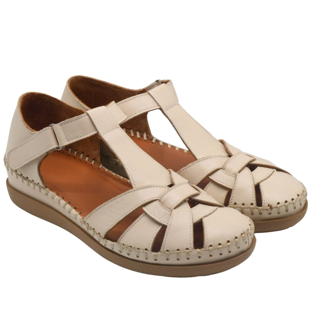 Kadın Comfort Deri Sandalet Bej 25033541Y