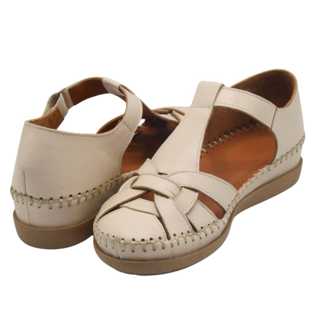 Kadın Comfort Deri Sandalet Bej 25033541Y