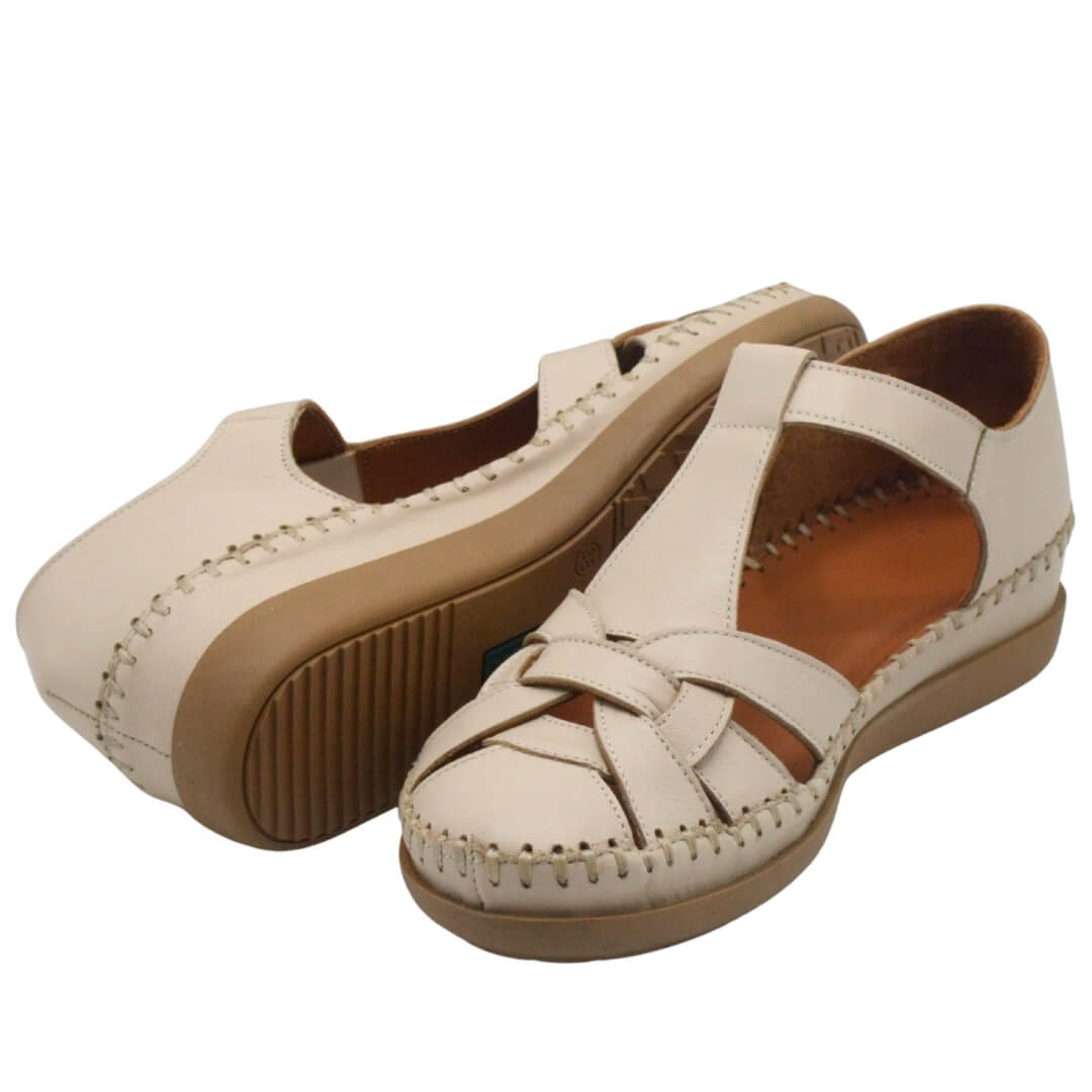 Kadın Comfort Deri Sandalet Bej 25033541Y