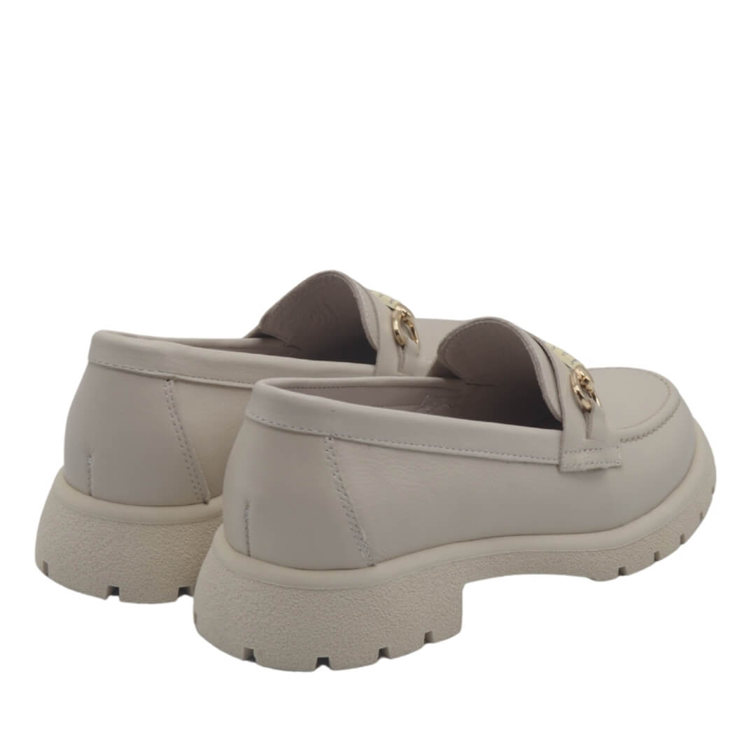 Kadın Hakiki Deri Zincir Detaylı Loafer Bej 25454259Y - Thumbnail