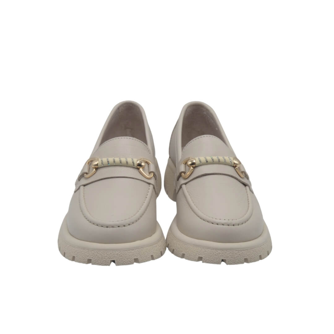 Kadın Hakiki Deri Zincir Detaylı Loafer Bej 25454259Y