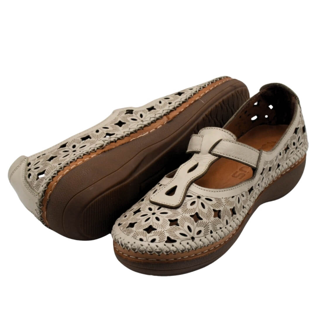Kadın Comfort Deri Sandalet Bej 25190242Y