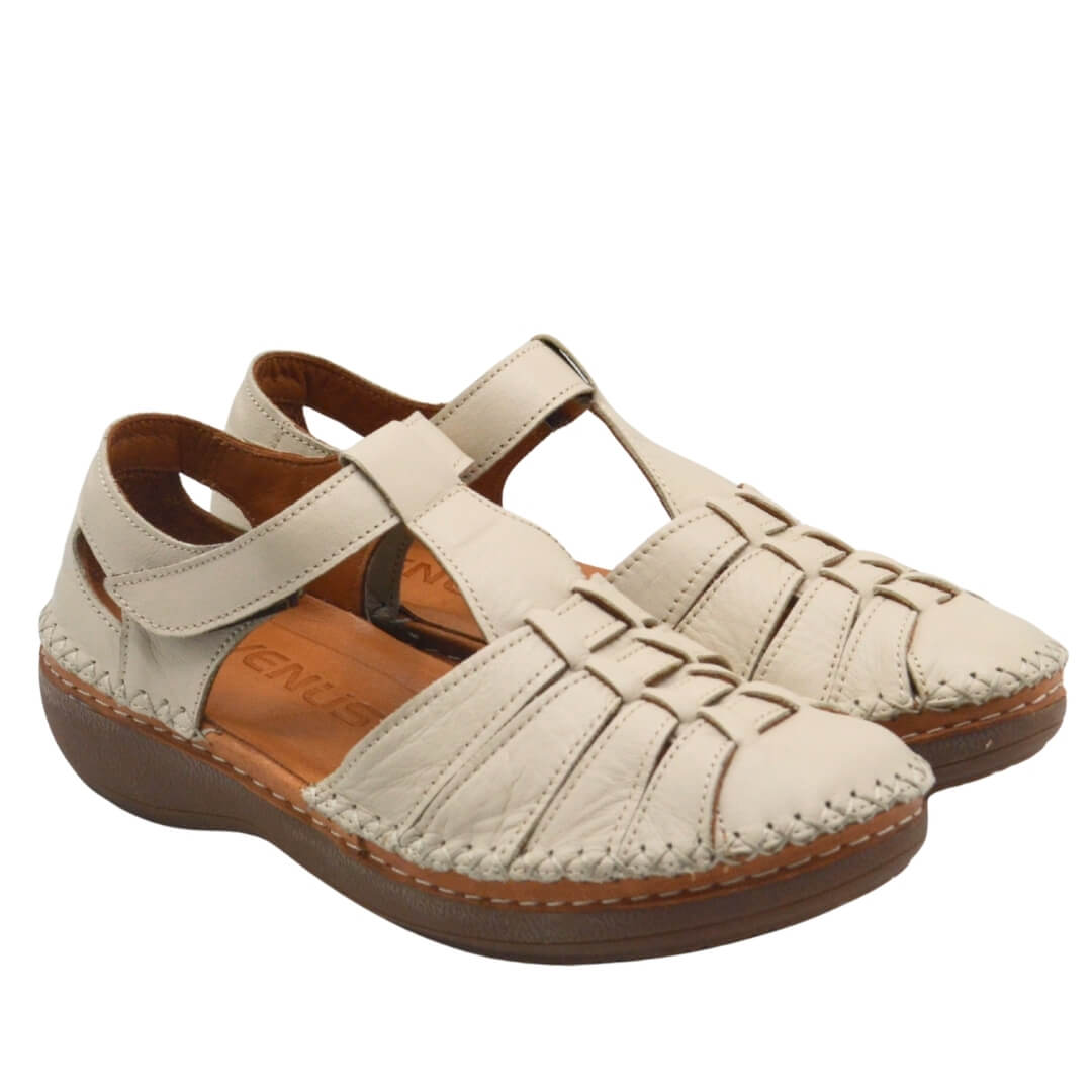 Kadın Comfort Deri Sandalet Bej 25190247Y