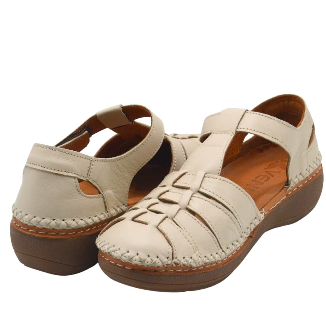 Kadın Comfort Deri Sandalet Bej 25190247Y