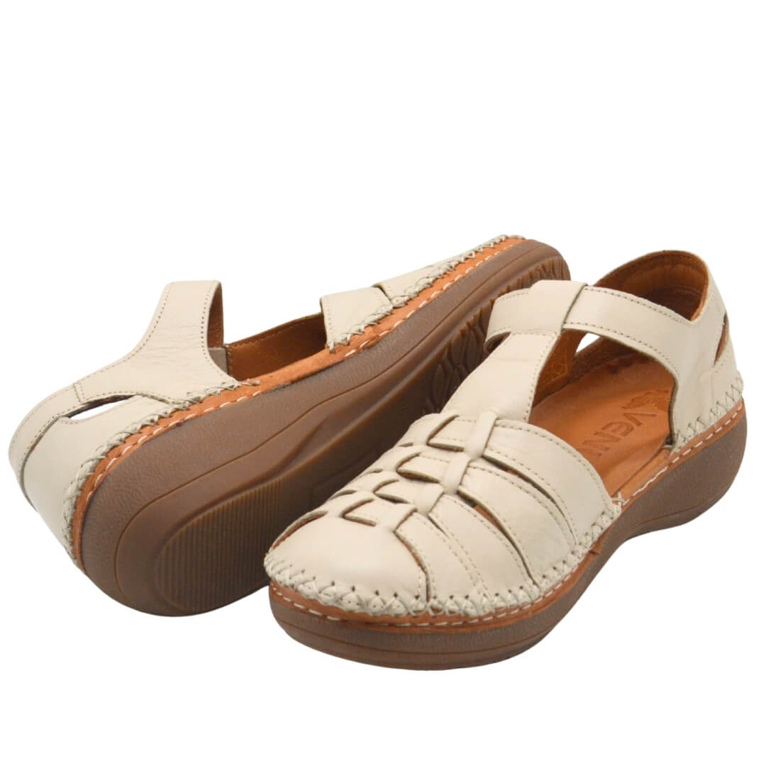 Kadın Comfort Deri Sandalet Bej 25190247Y