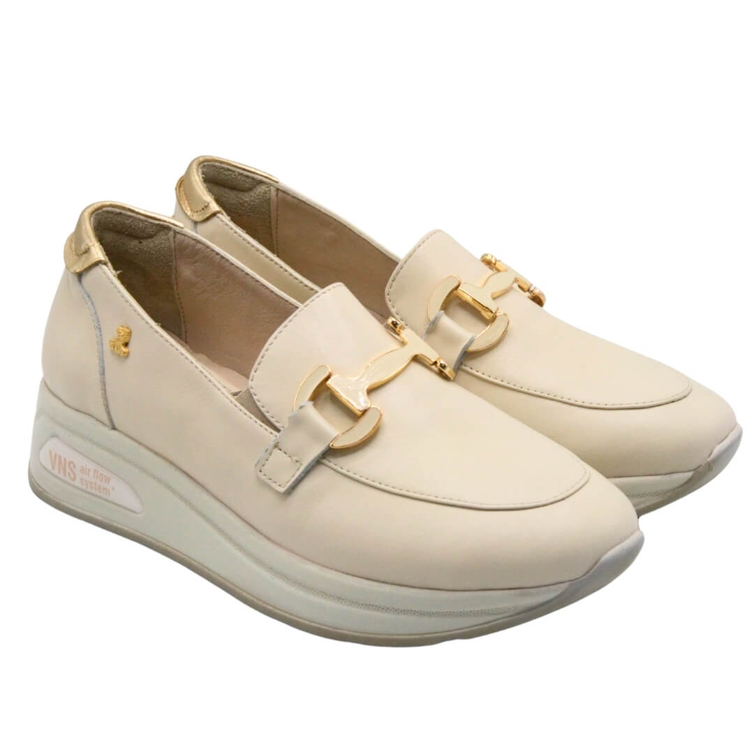 Kadın Airflow Gold Tokalı Deri Loafer Bej 2216647Y - Thumbnail
