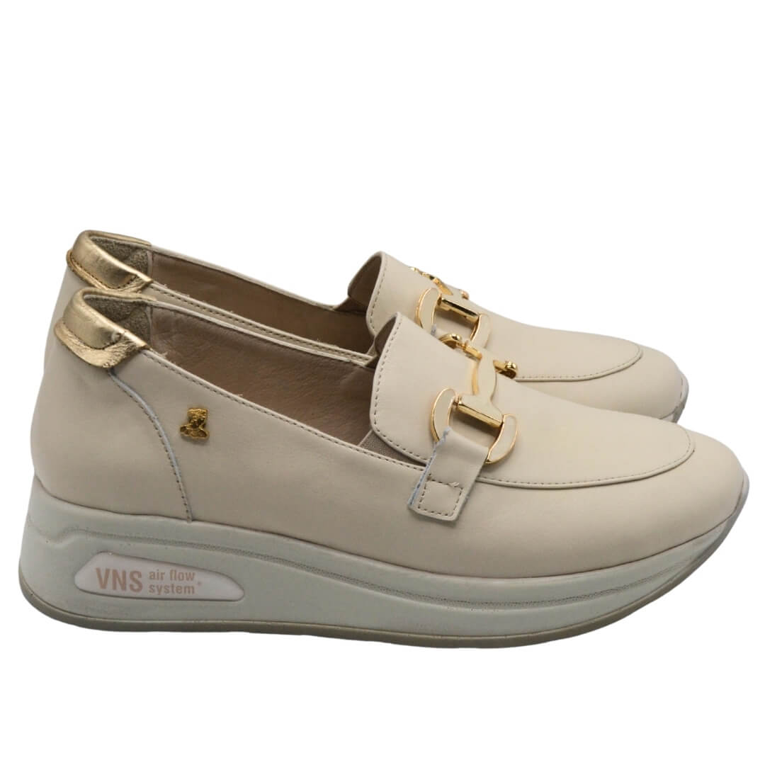 Kadın Airflow Gold Tokalı Deri Loafer Bej 2216647Y
