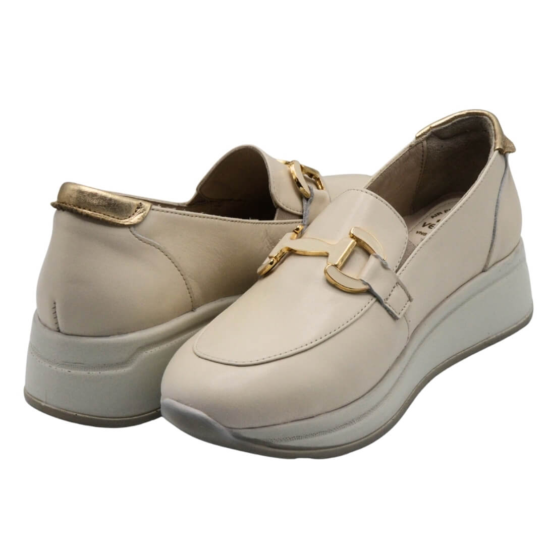 Kadın Airflow Gold Tokalı Deri Loafer Bej 2216647Y - Thumbnail