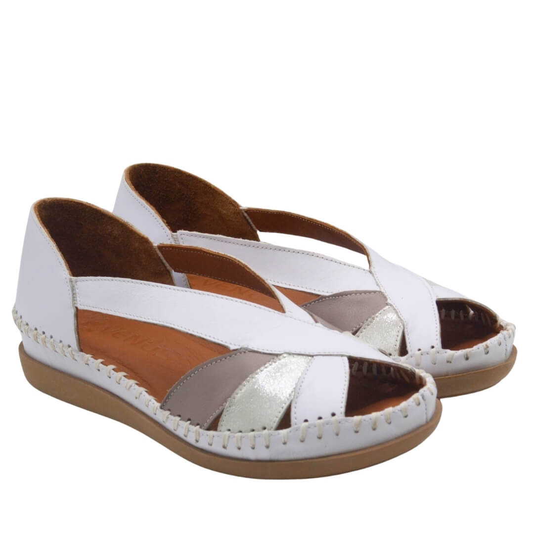 Kadın Comfort Deri Sandalet Beyaz 25033542Y
