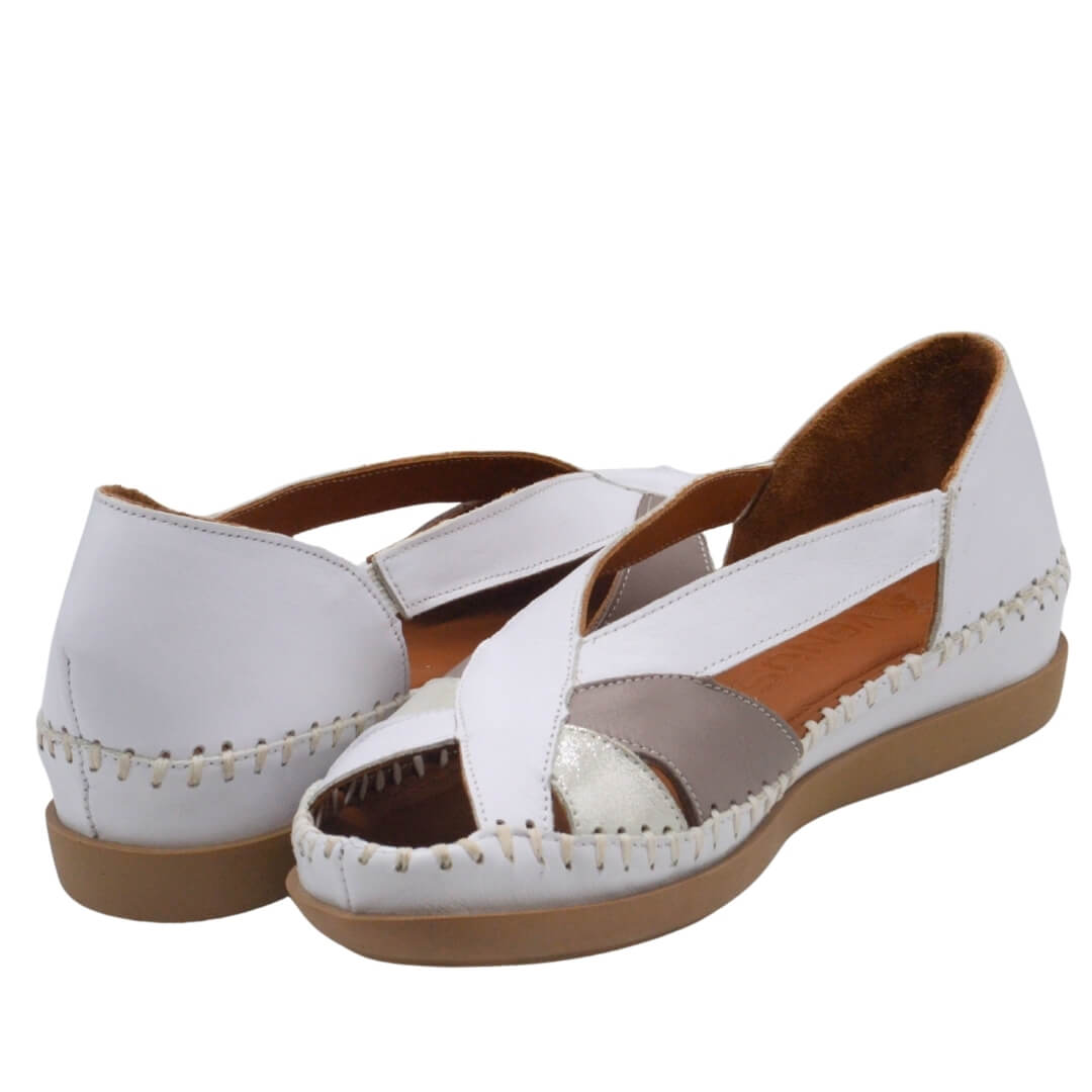 Kadın Comfort Deri Sandalet Beyaz 25033542Y