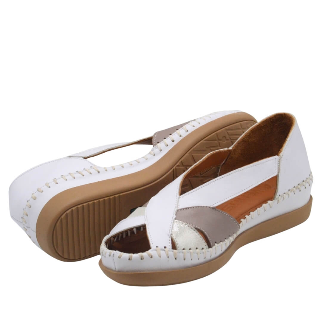 Kadın Comfort Deri Sandalet Beyaz 25033542Y