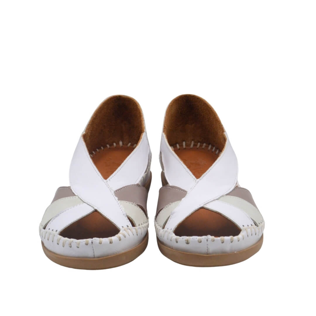 Kadın Comfort Deri Sandalet Beyaz 25033542Y