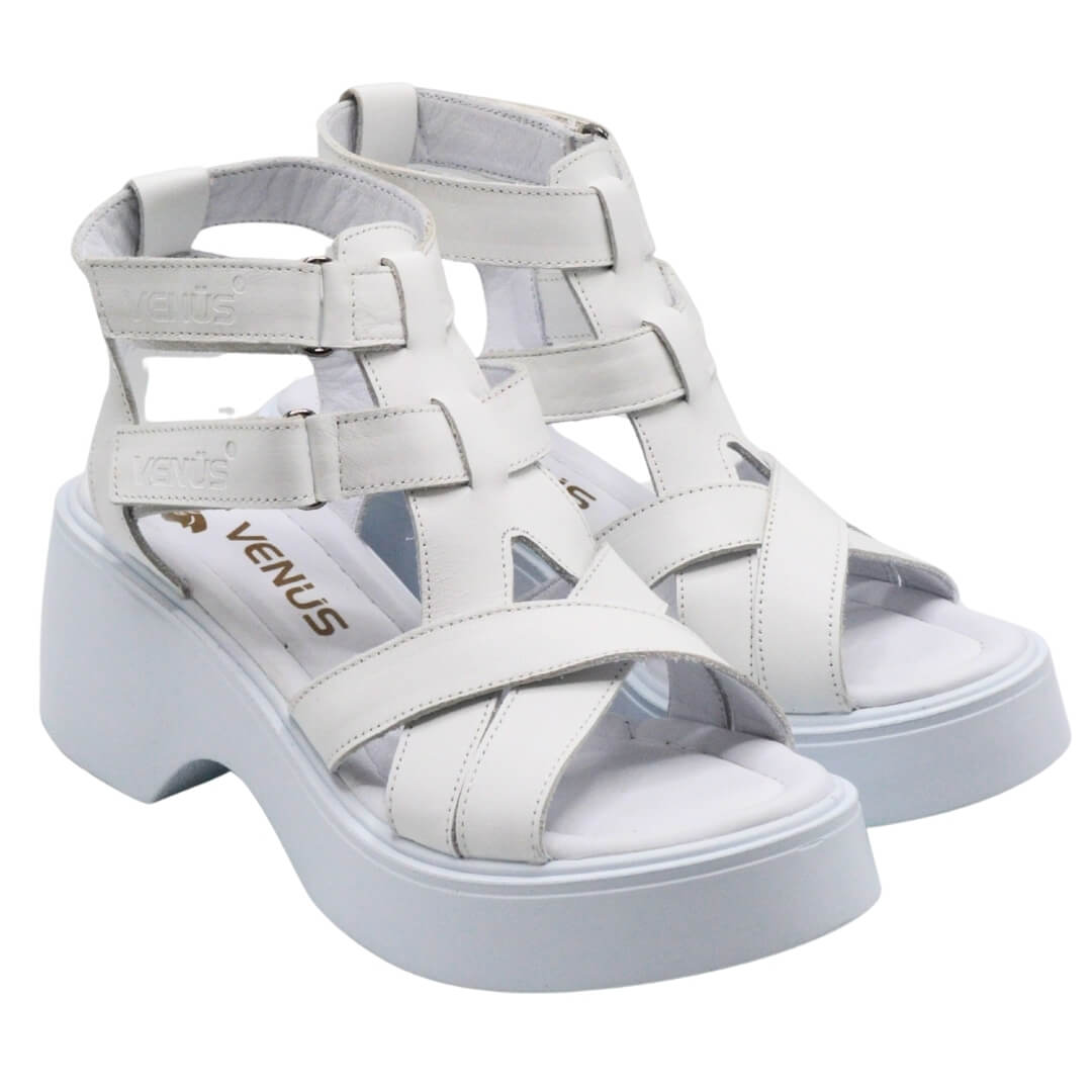 Kadın Deri Platform Sandalet Beyaz 2313115Y - Thumbnail