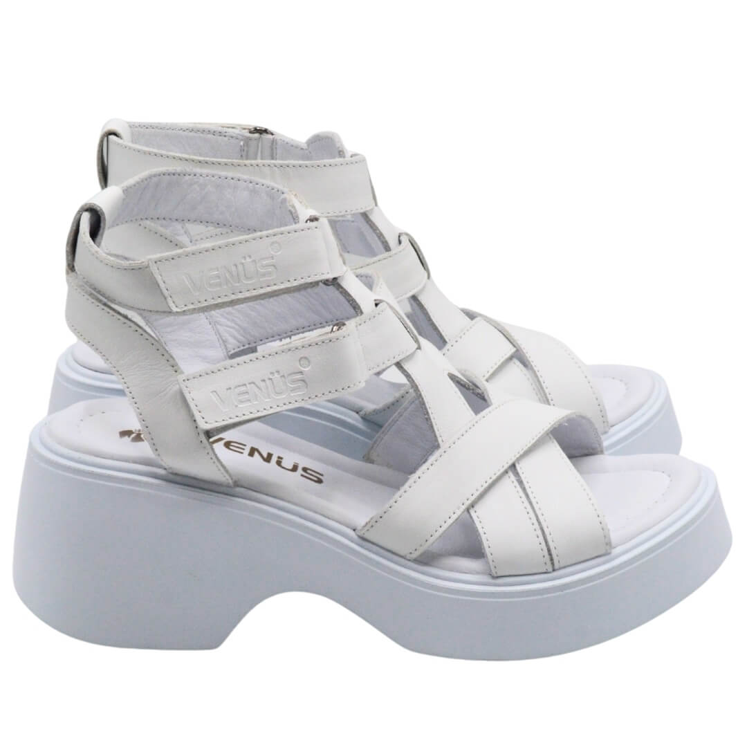 Kadın Deri Platform Sandalet Beyaz 2313115Y - Thumbnail