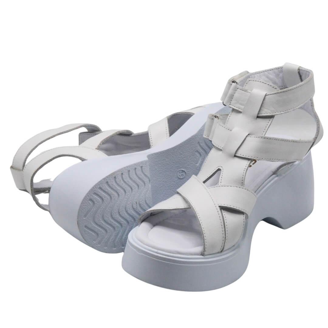 Kadın Deri Platform Sandalet Beyaz 2313115Y - Thumbnail