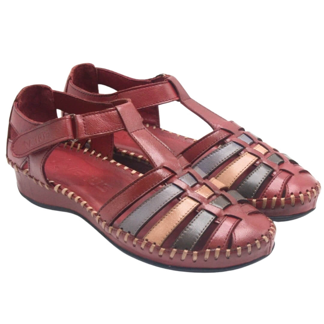 Kadın Comfort Deri Sandalet Bordo 23033319Y 