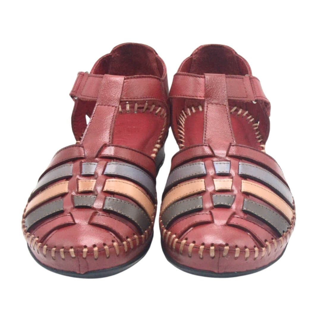 Kadın Comfort Deri Sandalet Bordo 23033319Y 