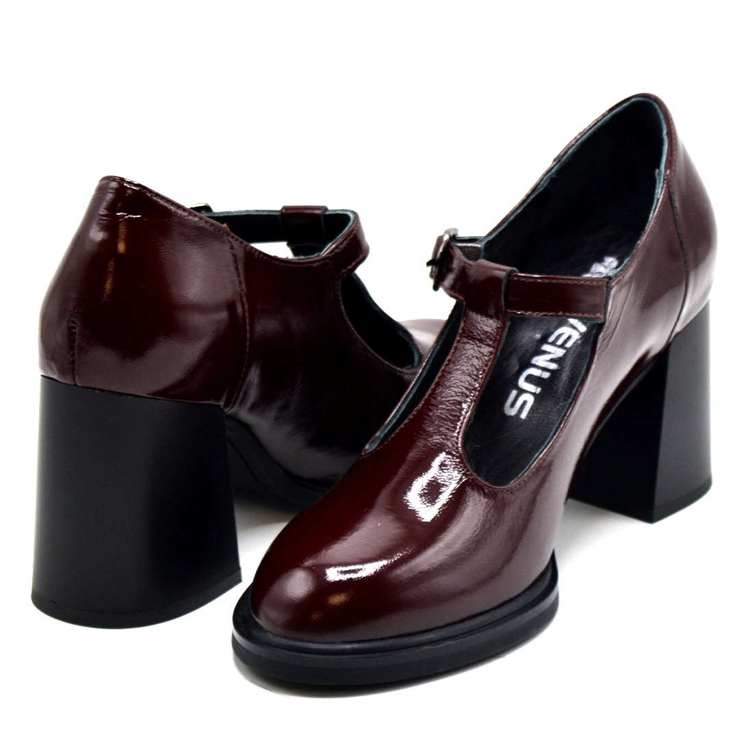 Kadın Vintage Topuklu Mary Jane Model Rugan Deri Ayakkabı Bordo 2453404K - Thumbnail