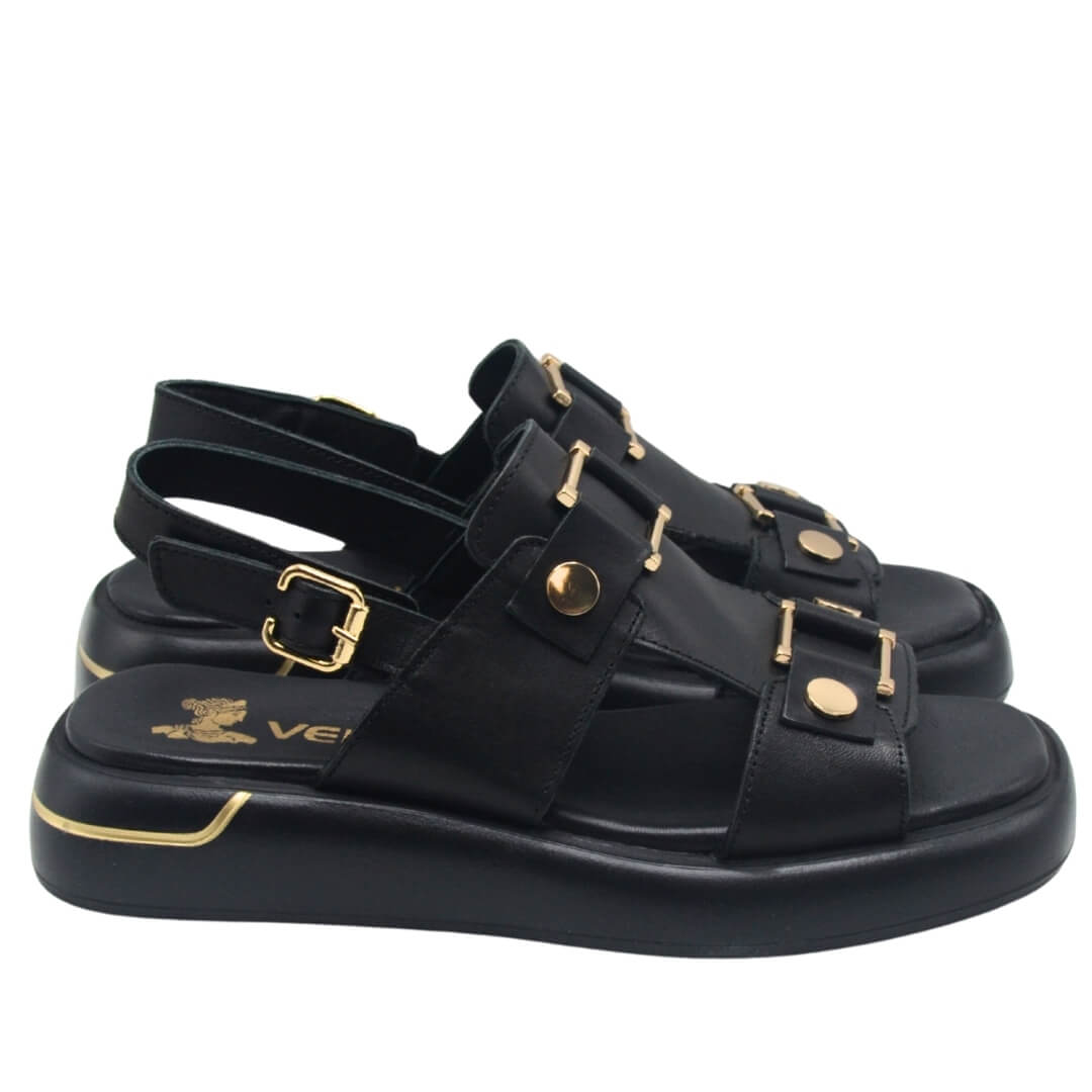 Kadın Gold Kemer Detaylı Modern Hakiki Deri Sandalet 25440007Y - Thumbnail