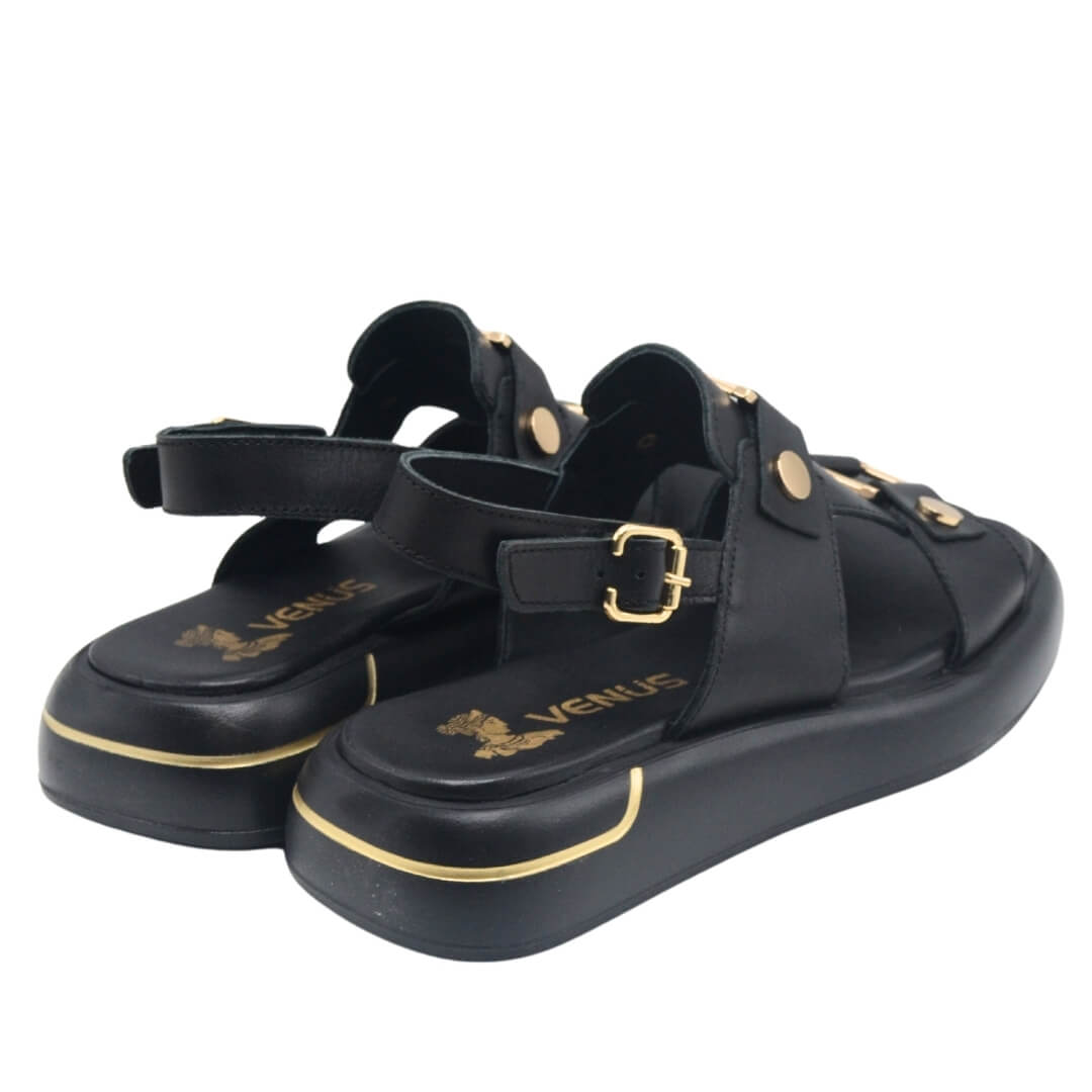 Kadın Gold Kemer Detaylı Modern Hakiki Deri Sandalet 25440007Y - Thumbnail