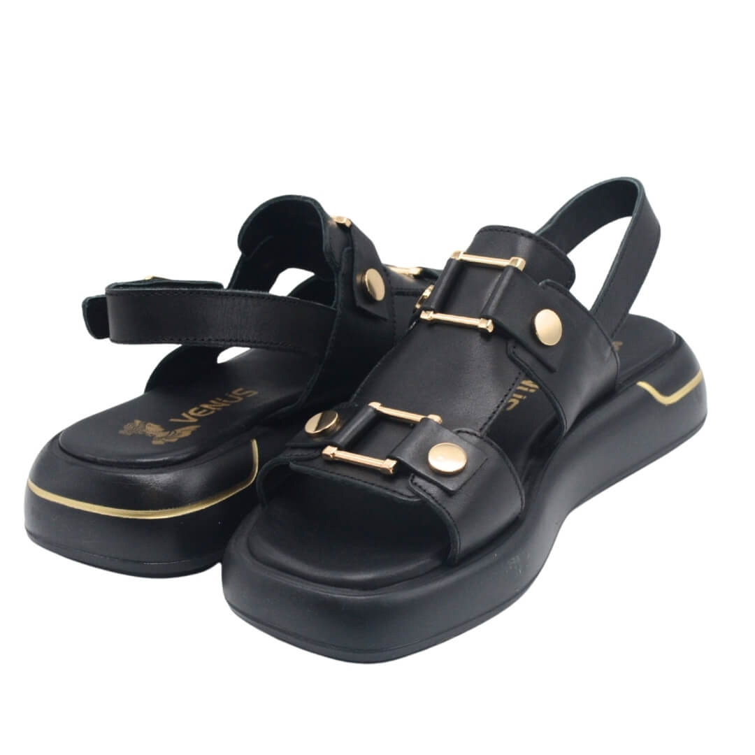 Kadın Gold Kemer Detaylı Modern Hakiki Deri Sandalet 25440007Y - Thumbnail