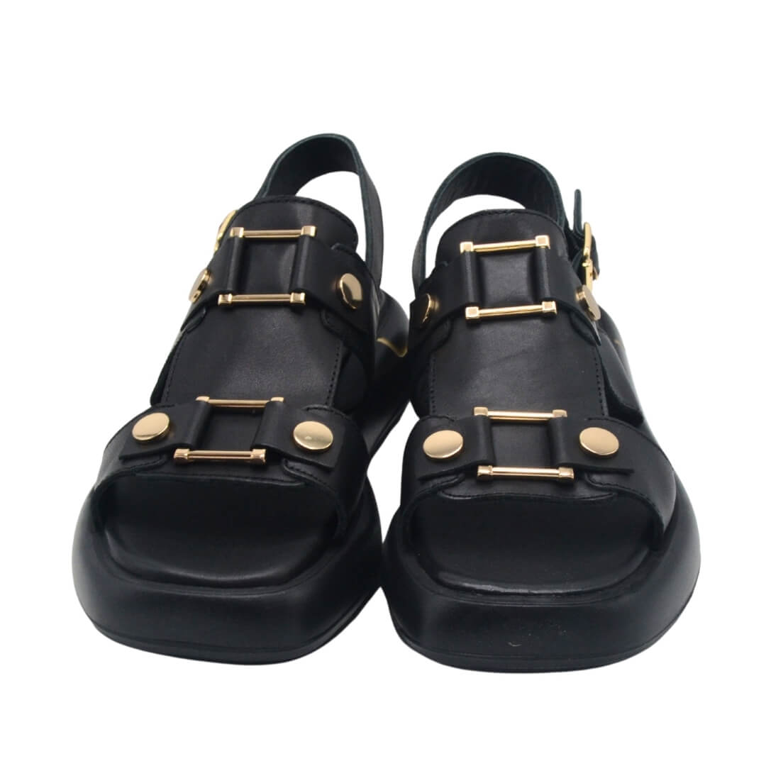 Kadın Gold Kemer Detaylı Modern Hakiki Deri Sandalet 25440007Y - Thumbnail