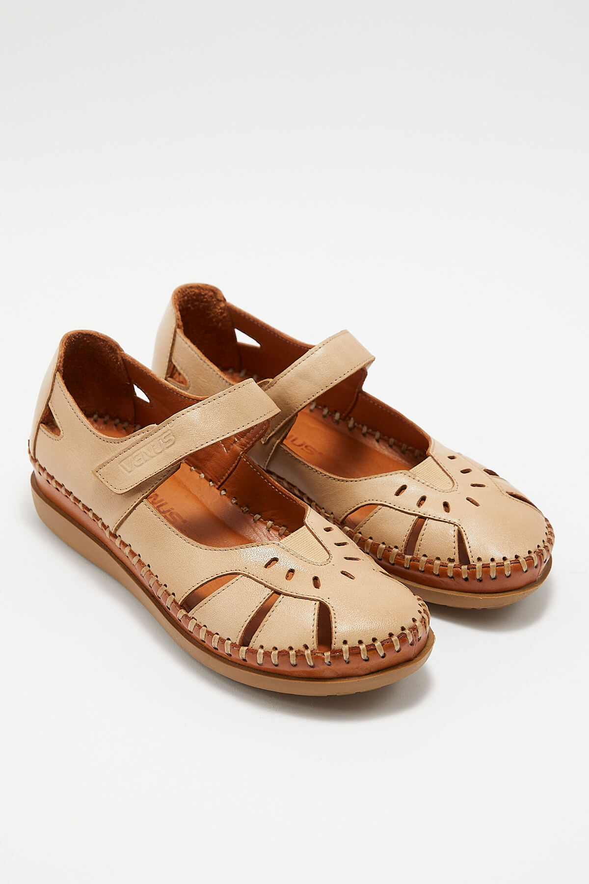 Kadın Comfort Deri Sandalet Bej 22793524