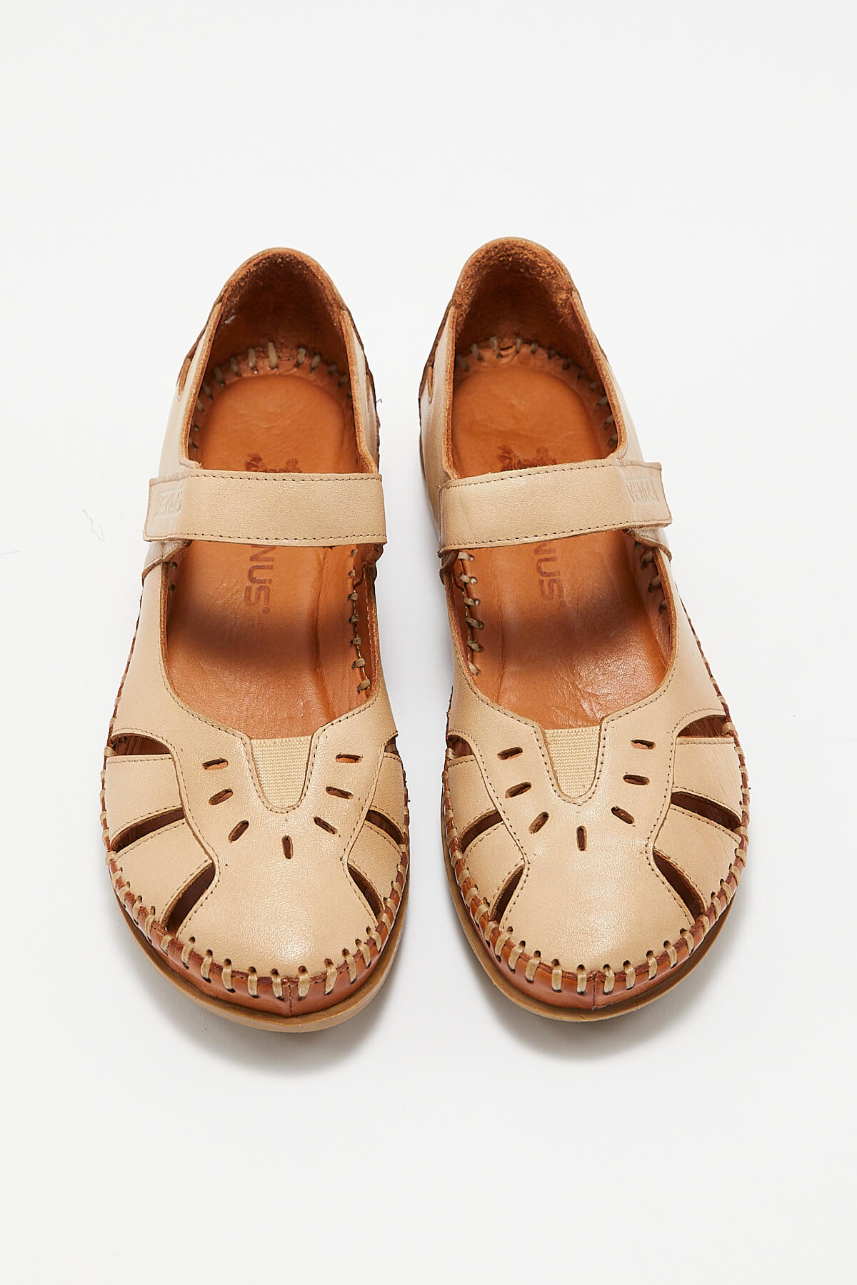 Kadın Comfort Deri Sandalet Bej 22793524