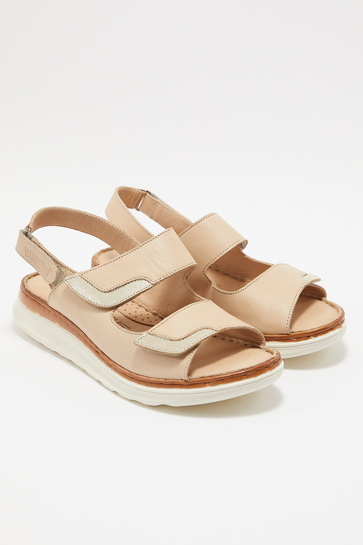 Kadın Comfort Deri Sandalet Bej 22981715