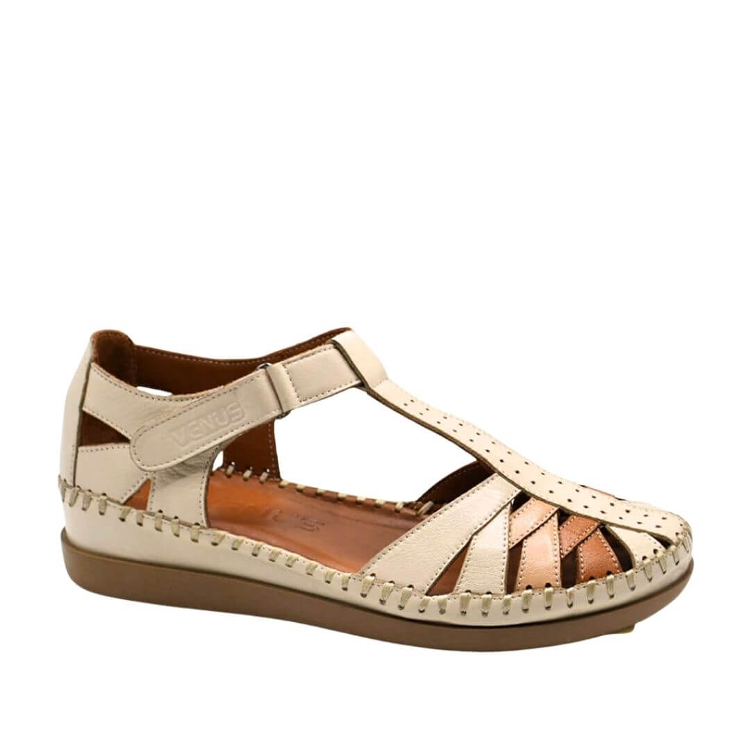Kadın Comfort Deri Sandalet Bej 25033540Y - Thumbnail