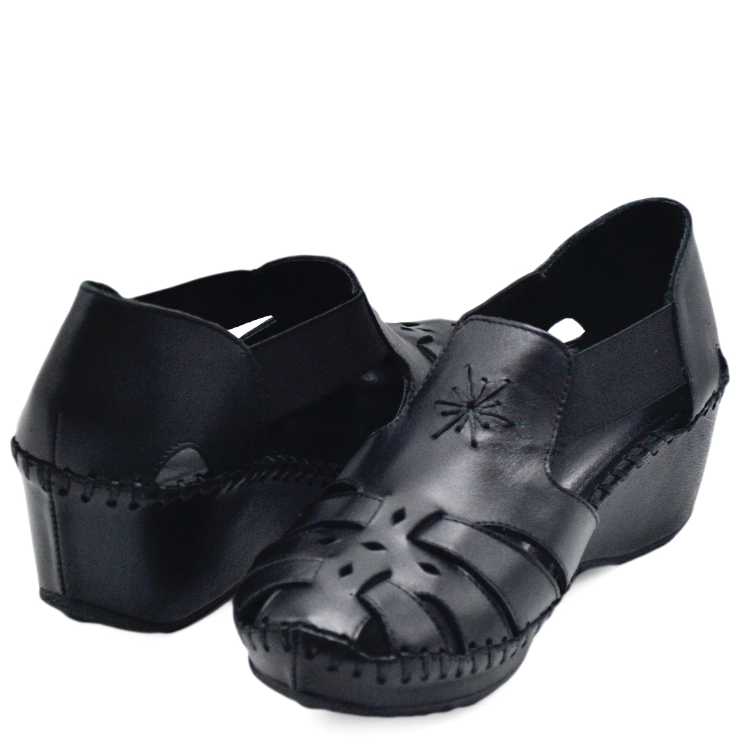Kadın Comfort Deri Sandalet Siyah 18793056