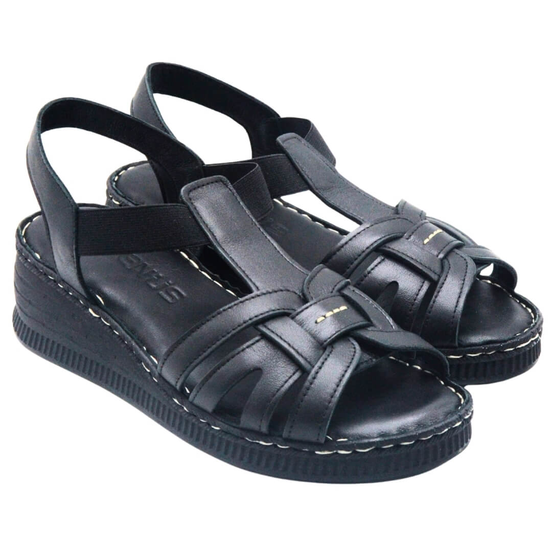 Kadın Comfort Deri Sandalet Siyah 24028801Y