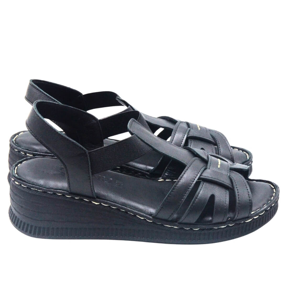Kadın Comfort Deri Sandalet Siyah 24028801Y