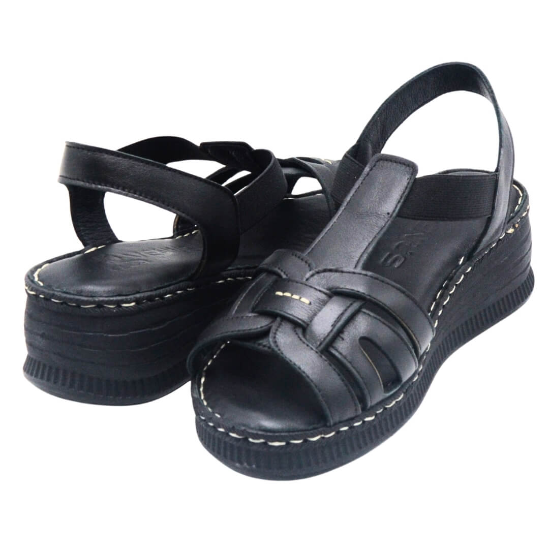 Kadın Comfort Deri Sandalet Siyah 24028801Y