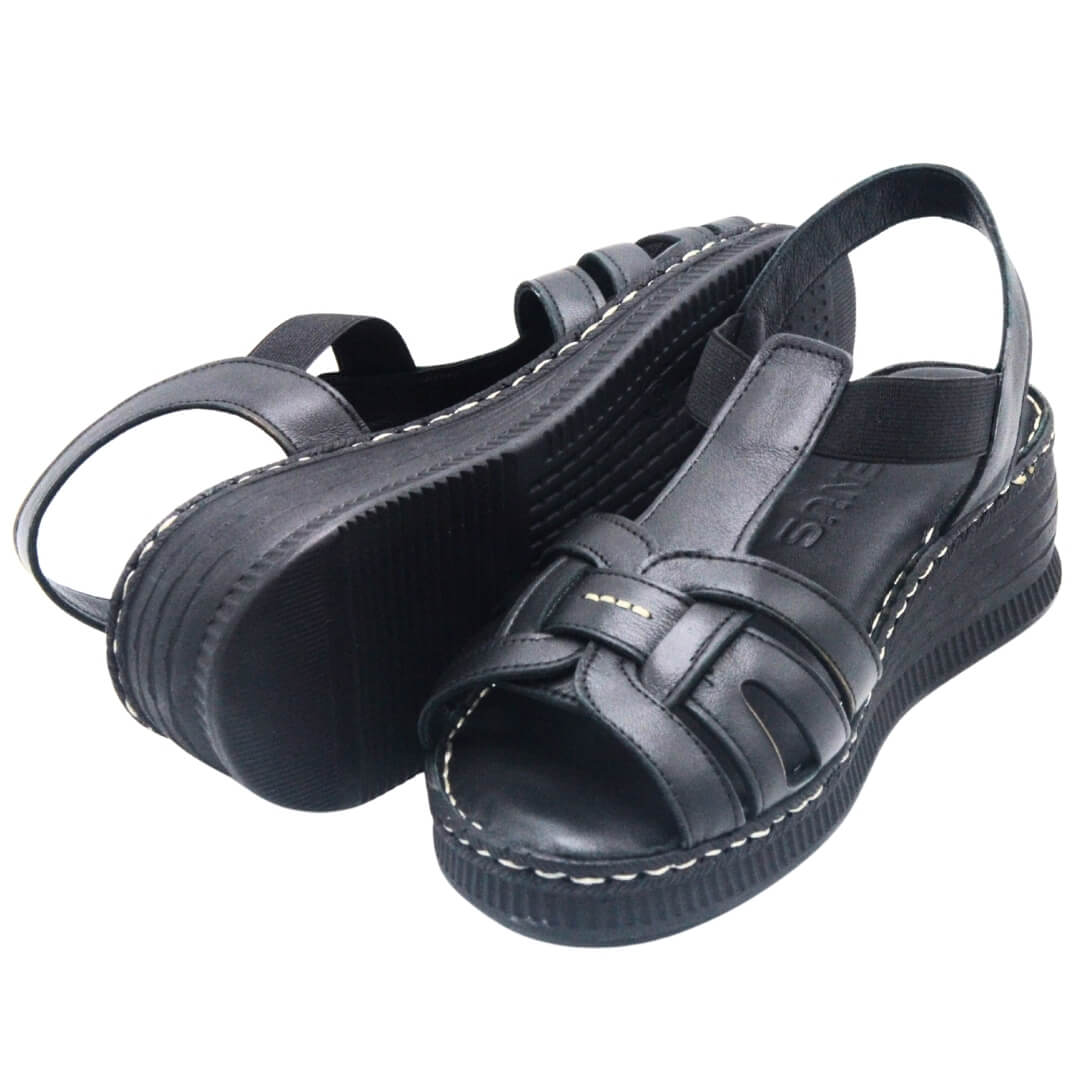 Kadın Comfort Deri Sandalet Siyah 24028801Y