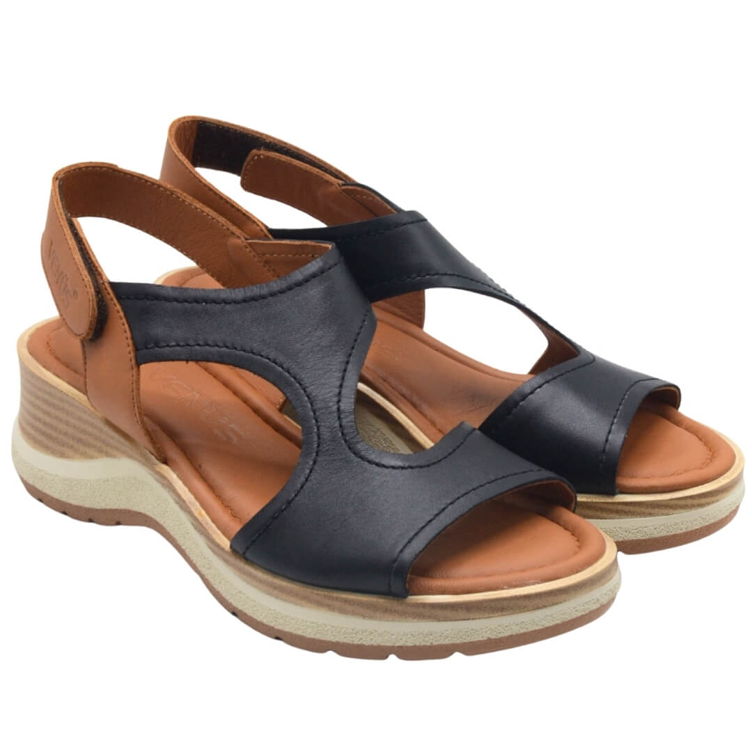 Kadın Comfort Deri Sandalet Siyah 2409901Y