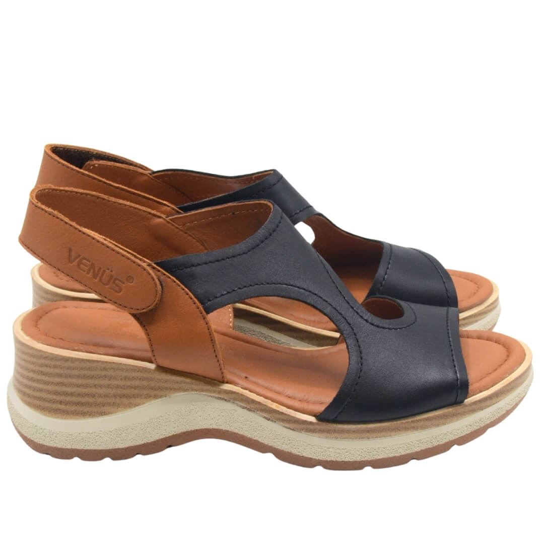 Kadın Comfort Deri Sandalet Siyah 2409901Y