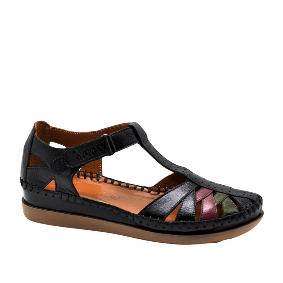 Kadın Comfort Deri Sandalet Siyah 25033540Y - Thumbnail