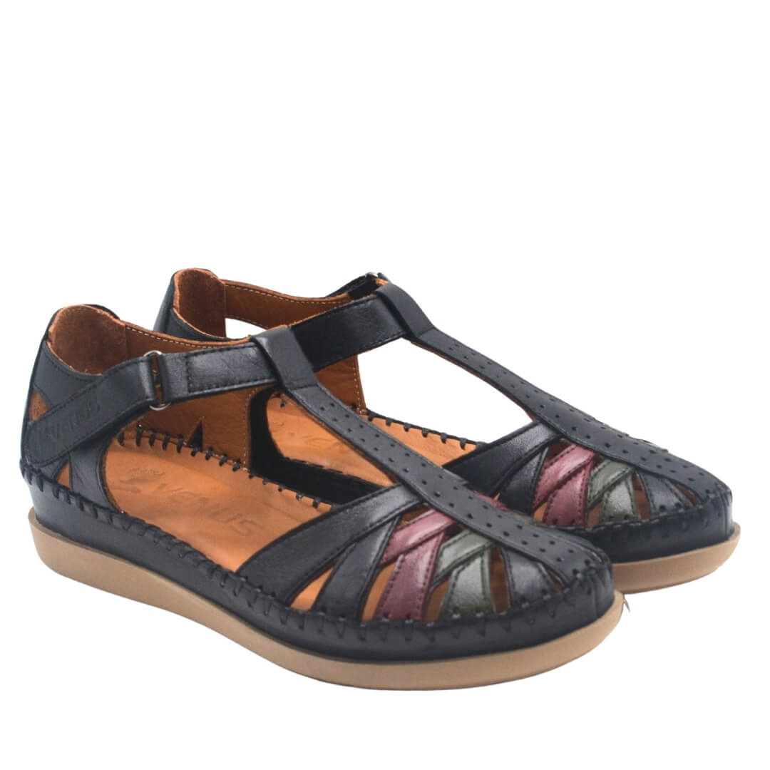 Kadın Comfort Deri Sandalet Siyah 25033540Y