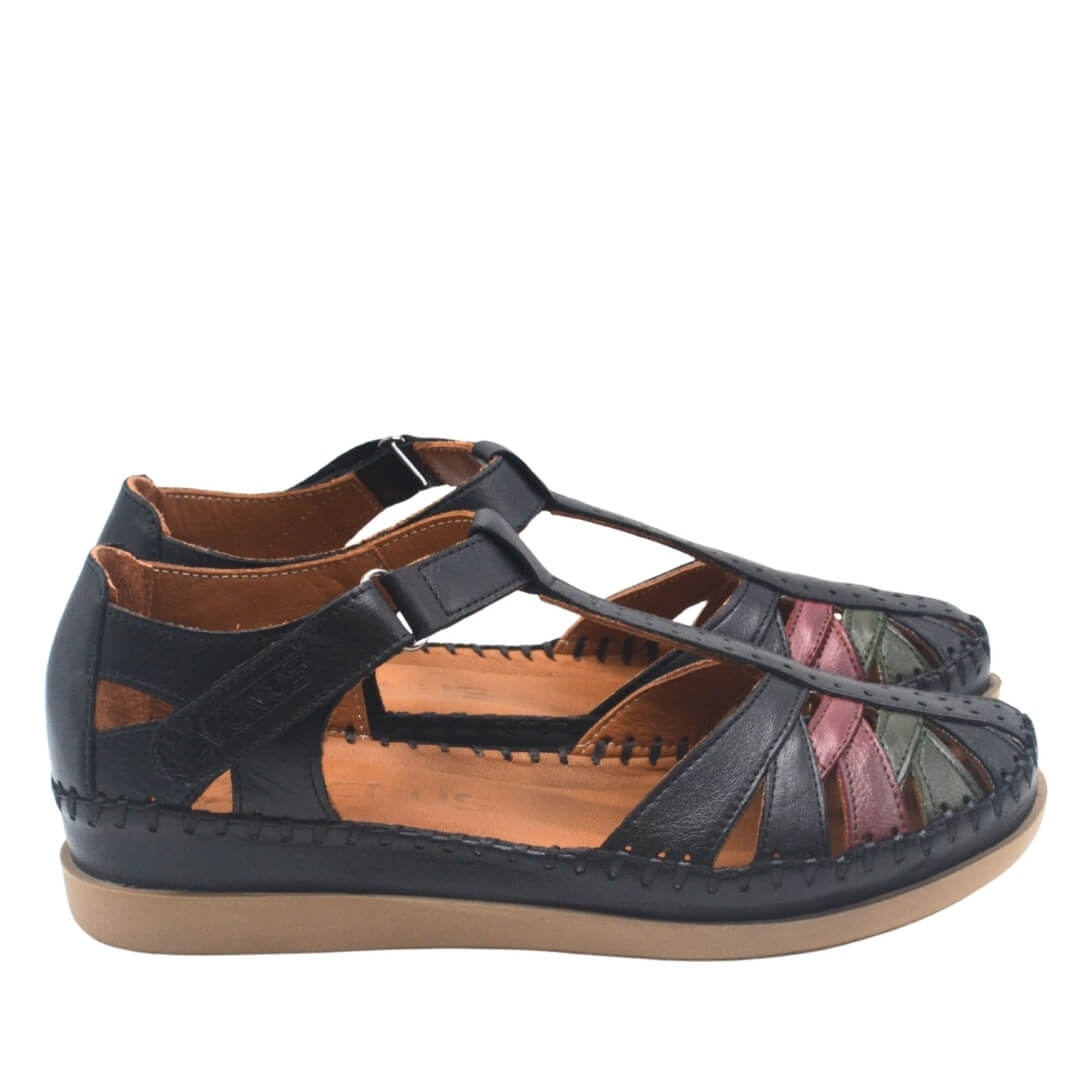 Kadın Comfort Deri Sandalet Siyah 25033540Y