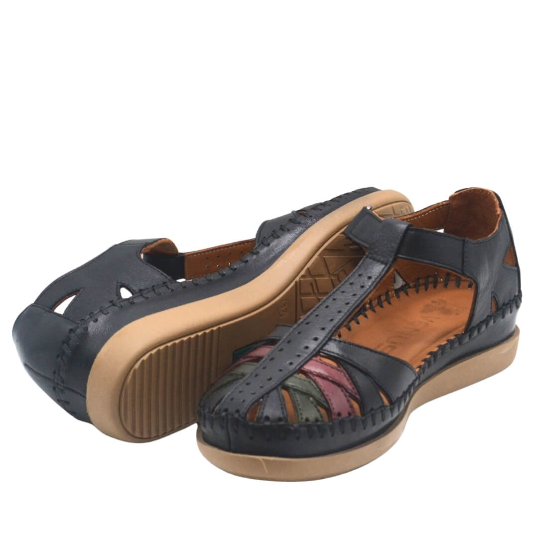 Kadın Comfort Deri Sandalet Siyah 25033540Y