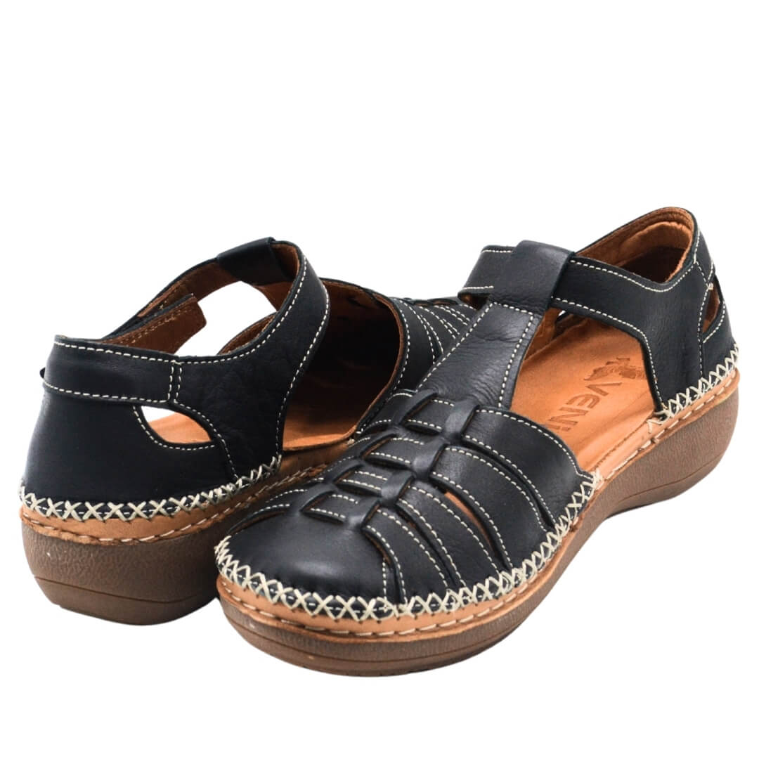 Kadın Comfort Deri Sandalet Siyah 25190247Y