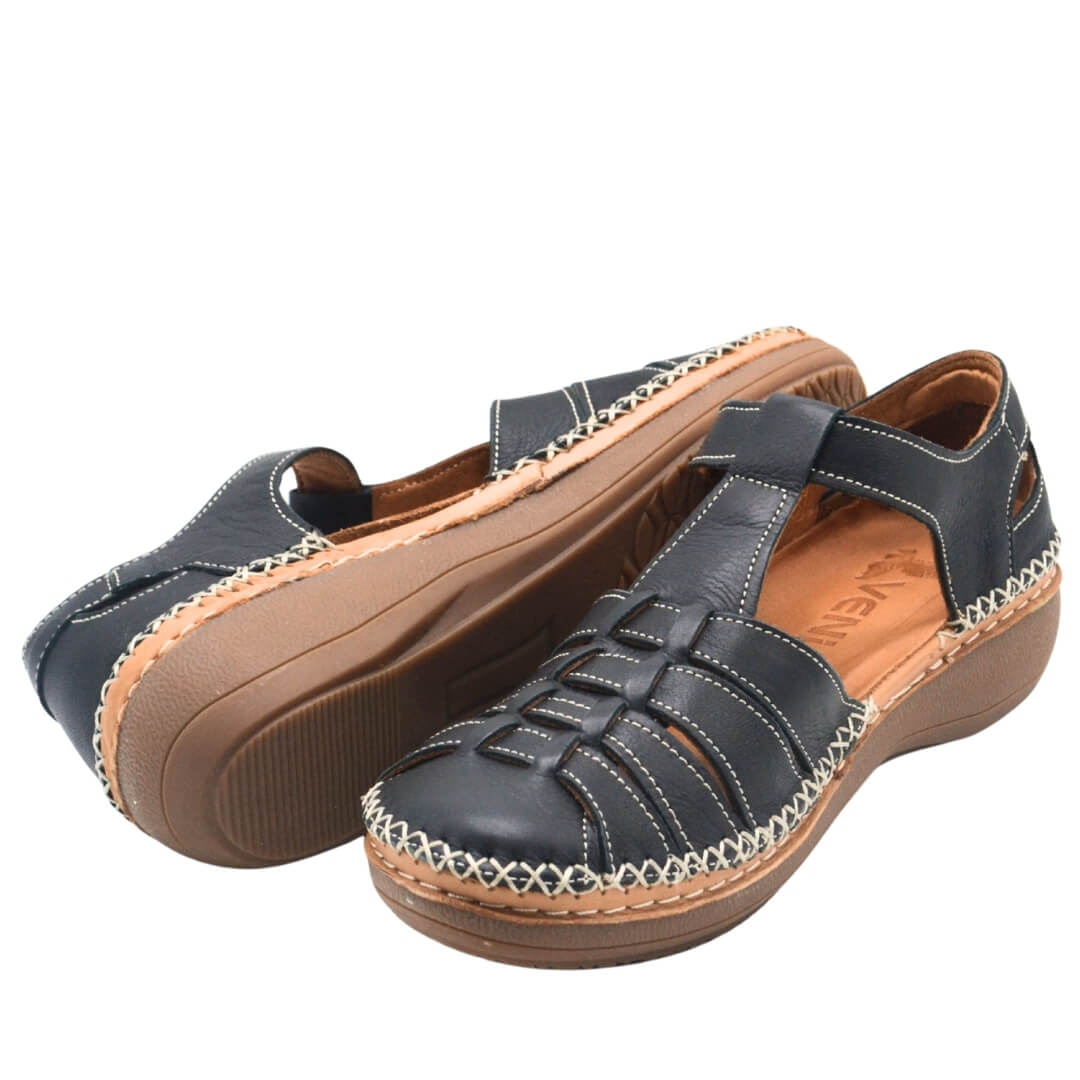 Kadın Comfort Deri Sandalet Siyah 25190247Y