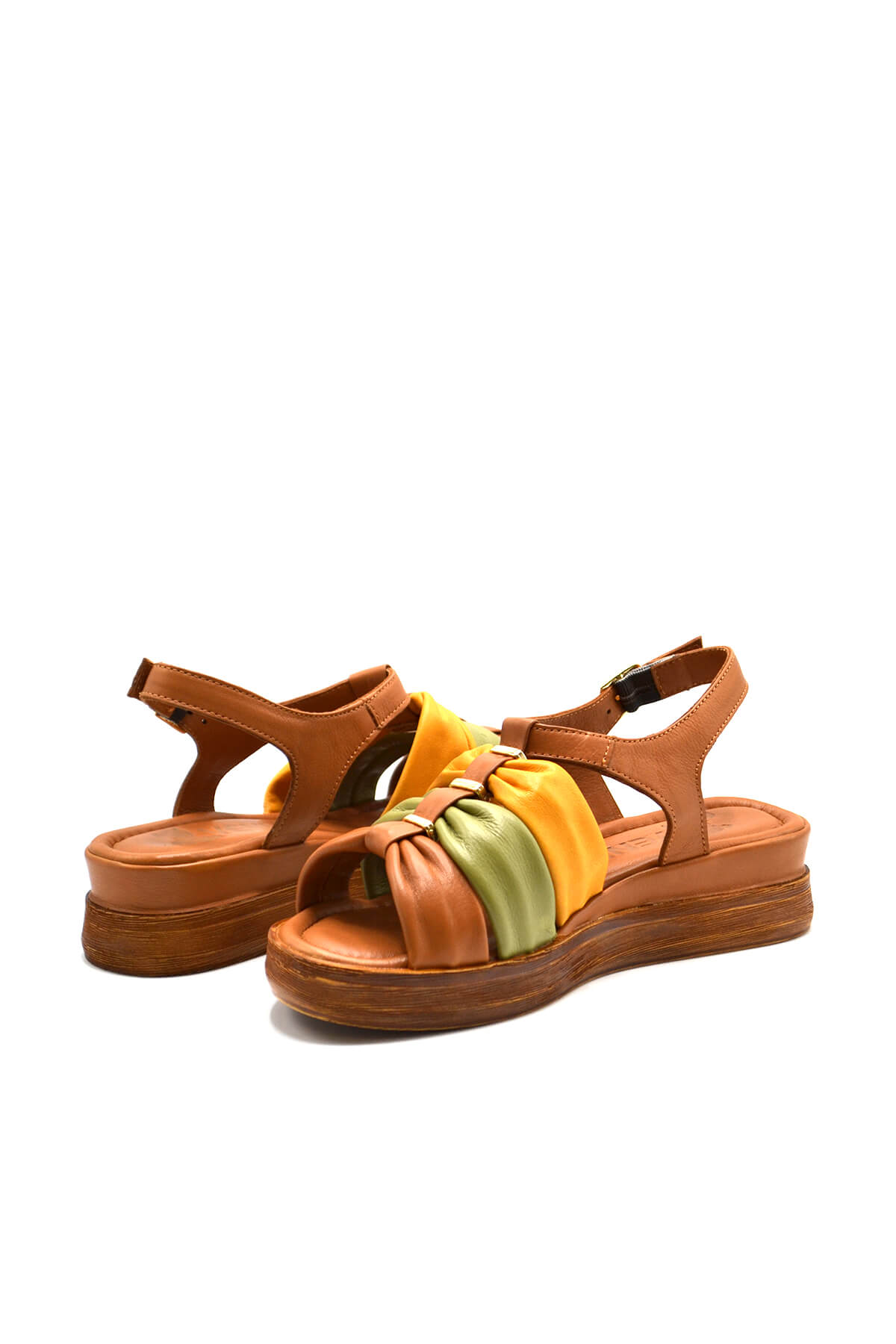 Kadın Comfort Deri Sandalet Taba 2216412Y - Thumbnail