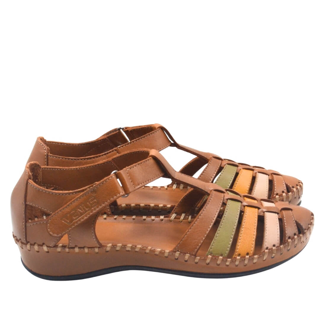 Kadın Comfort Deri Sandalet Taba 23033319Y - Thumbnail