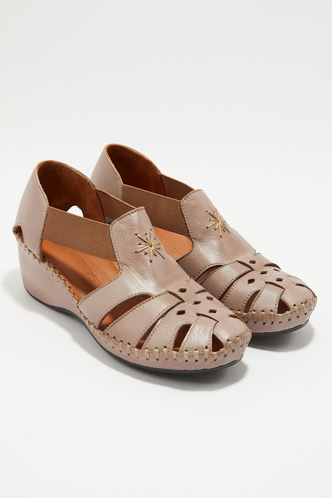 Kadın Comfort Deri Sandalet Vizon 18793056