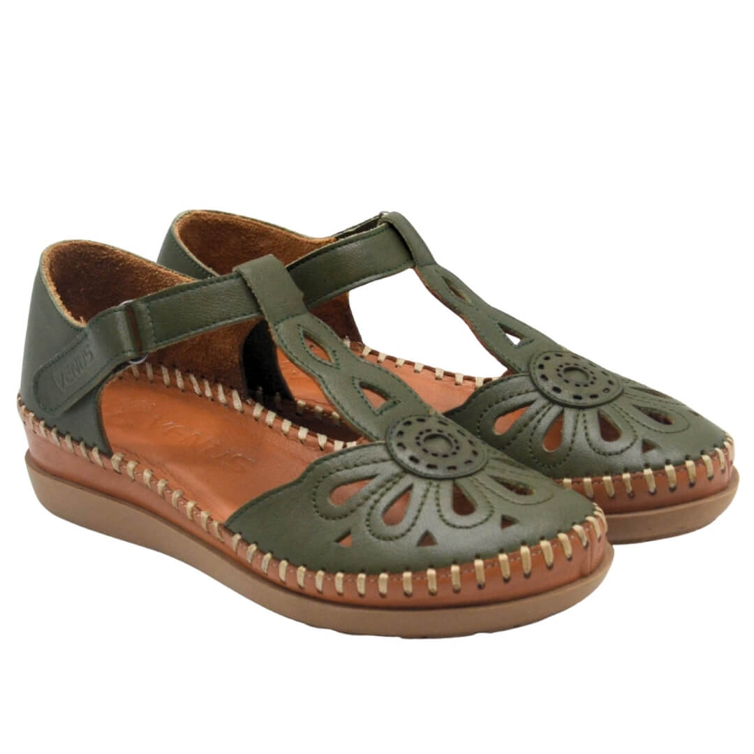 Kadın Comfort Deri Sandalet Yeşil 18793505Y