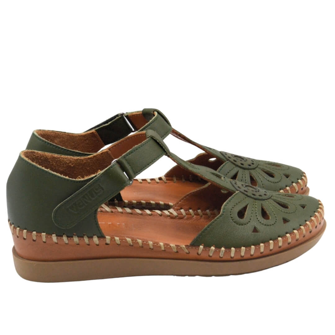 Kadın Comfort Deri Sandalet Yeşil 18793505Y