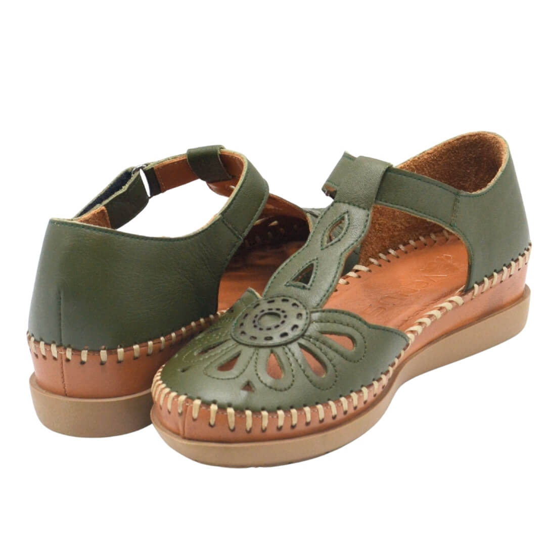 Kadın Comfort Deri Sandalet Yeşil 18793505Y
