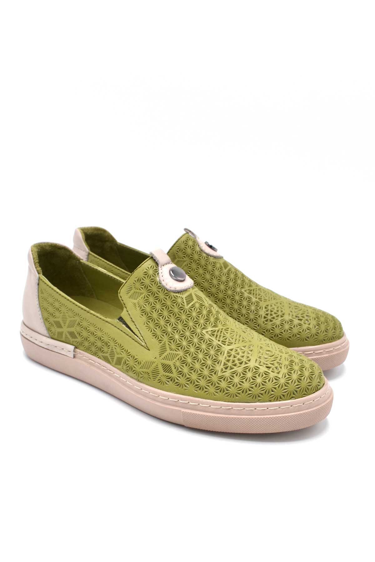 Kadın Spor Deri Sneakers Yeşil 2211302Y
